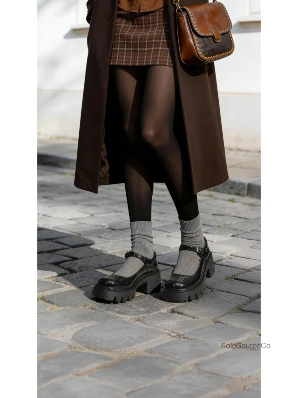 Platform Mary Jane Pumps - Chunky Low Heel Round Toe Ankle Strap PU Faux Leather